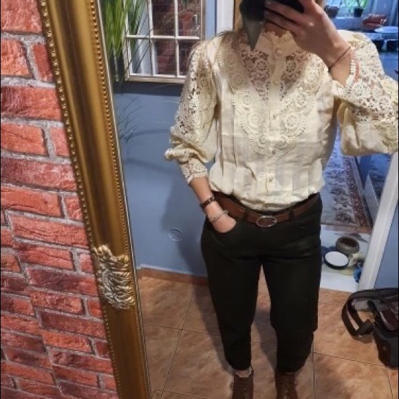 Lace blouse floral womens clothing long sleeve - Picture 8 of 14